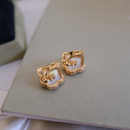 [Revel Jewelry]LUCKY PINK GOLD WHITE MOP EARRINGS