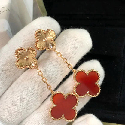 [Revel Jewelry]CLOVER 2 MOTIF  LASER CARNELIAN EARRINGS