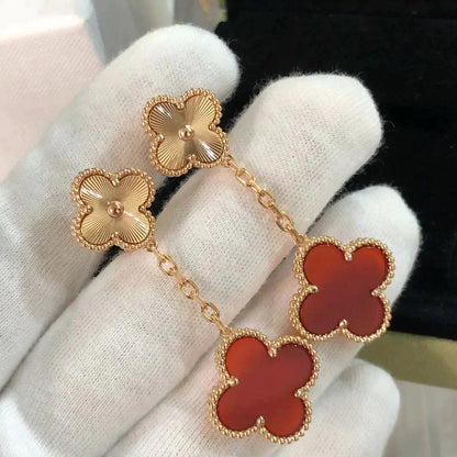 [Revel Jewelry]CLOVER 2 MOTIF  LASER CARNELIAN EARRINGS