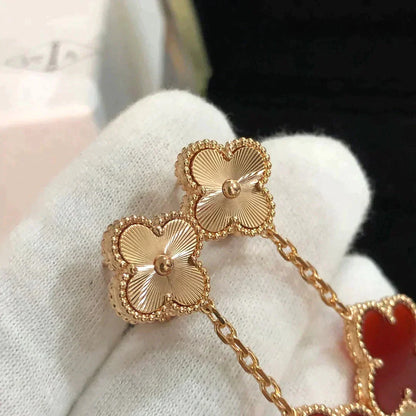 [Revel Jewelry]CLOVER 2 MOTIF  LASER CARNELIAN EARRINGS