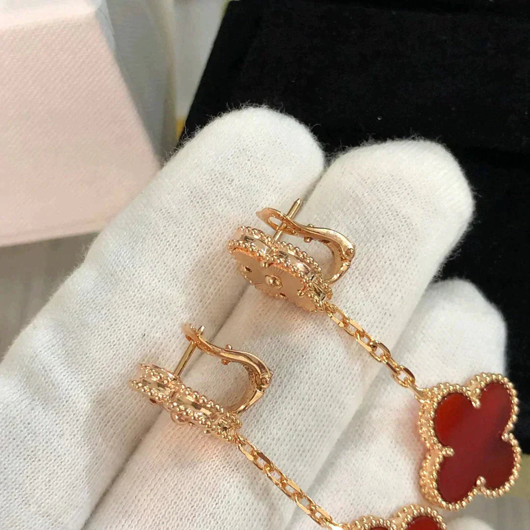 [Revel Jewelry]CLOVER 2 MOTIF  LASER CARNELIAN EARRINGS