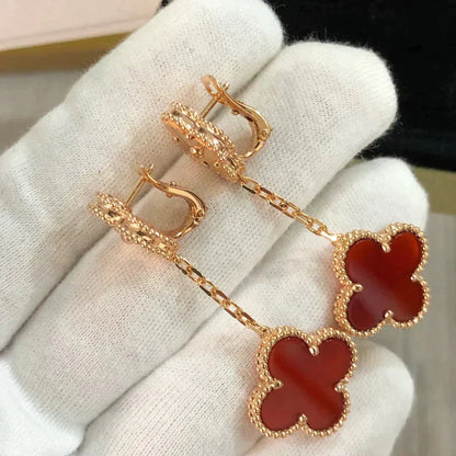 [Revel Jewelry]CLOVER 2 MOTIF  LASER CARNELIAN EARRINGS
