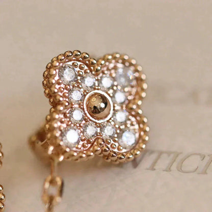 [Revel Jewelry]CLOVER MEDIUM 1 MOTIFS FUll DIAMOND EARRINGS