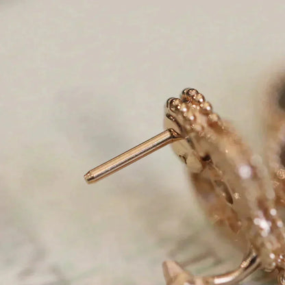 [Revel Jewelry]CLOVER MEDIUM 1 MOTIFS FUll DIAMOND EARRINGS