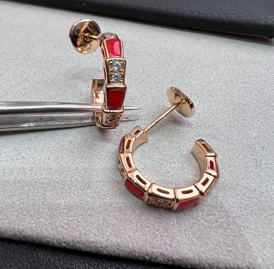 [Revel]SERPENTI CARNELIAN PINK GOLD EARRINGS