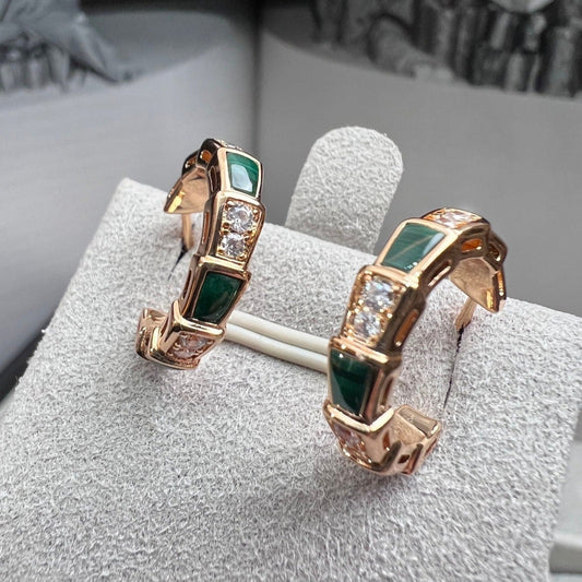 [Revel]SERPENTI MALACHITE PINK GOLD EARRINGS
