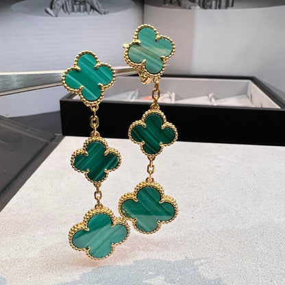 [Revel Jewelry]クローバー マラカイト 3モチーフ ゴールド