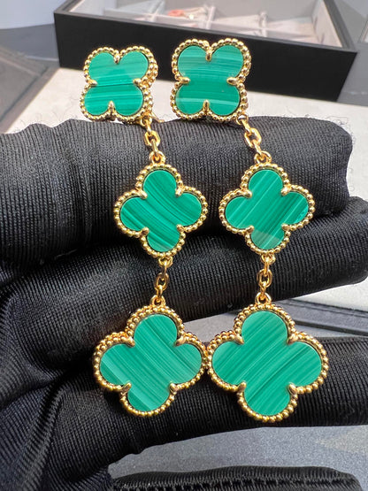 [Revel Jewelry]クローバー マラカイト 3モチーフ ゴールド