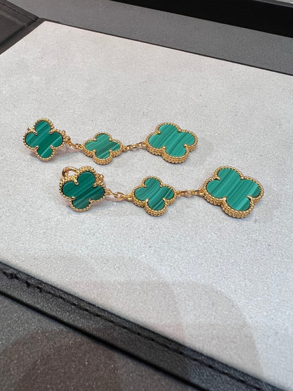 [Revel Jewelry]クローバー マラカイト 3モチーフ ゴールド
