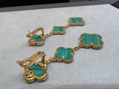 [Revel Jewelry]クローバー マラカイト 3モチーフ ゴールド