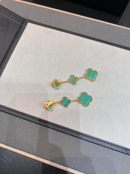 [Revel Jewelry]クローバー マラカイト 3モチーフ ゴールド