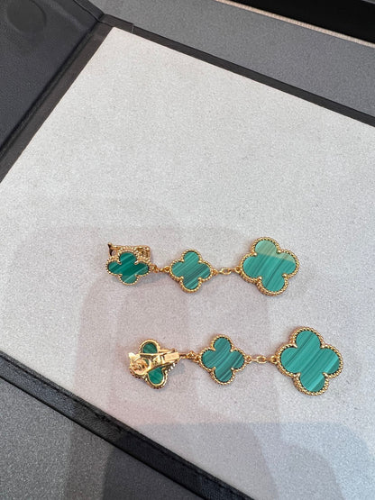 [Revel Jewelry]クローバー マラカイト 3モチーフ ゴールド