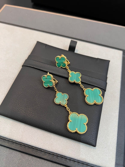 [Revel Jewelry]クローバー マラカイト 3モチーフ ゴールド