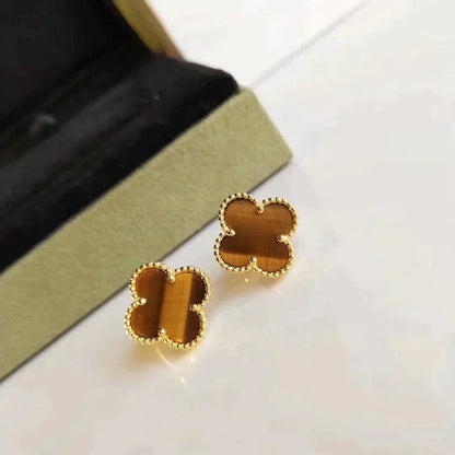 [Revel Jewelry]CLOVER MEDIUM 1 MOTIFS TIGER EYE EARRINGS