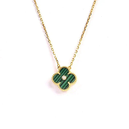 [Revel Jewelry]CLOVER 15MM DIAMOND TURQUOISE NECKLACE