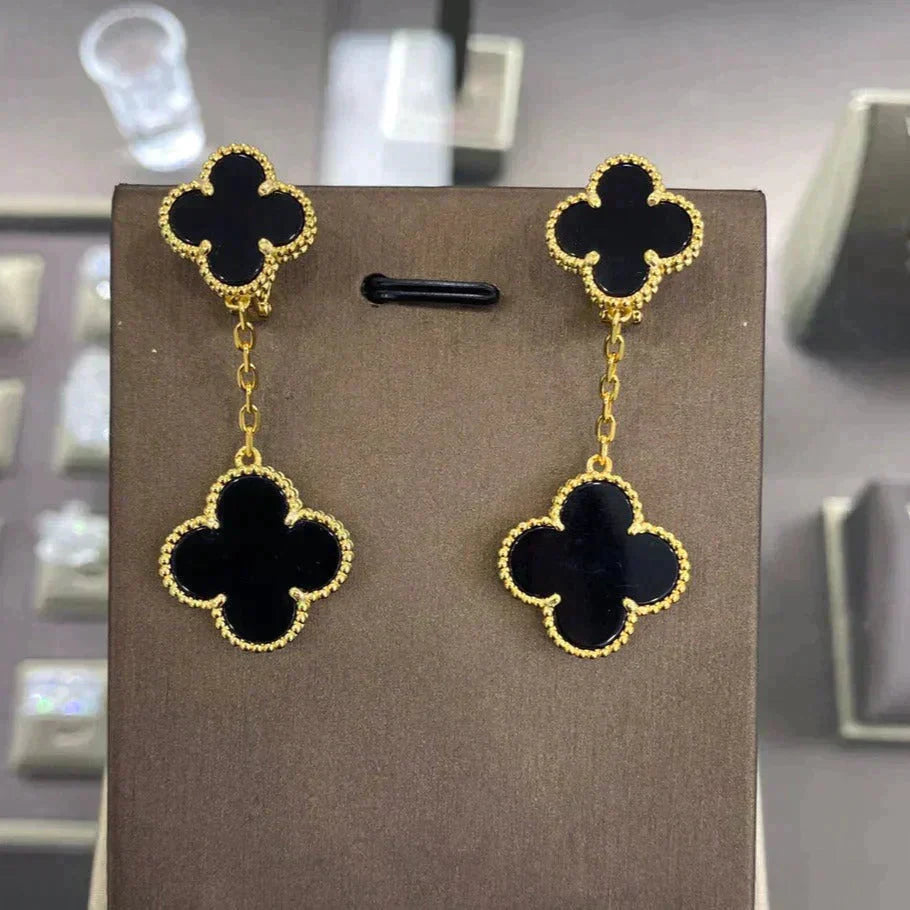 [Revel Jewelry]CLOVER 2 MOTIFS  EARRINGS (MULTIPLE CHOICESC