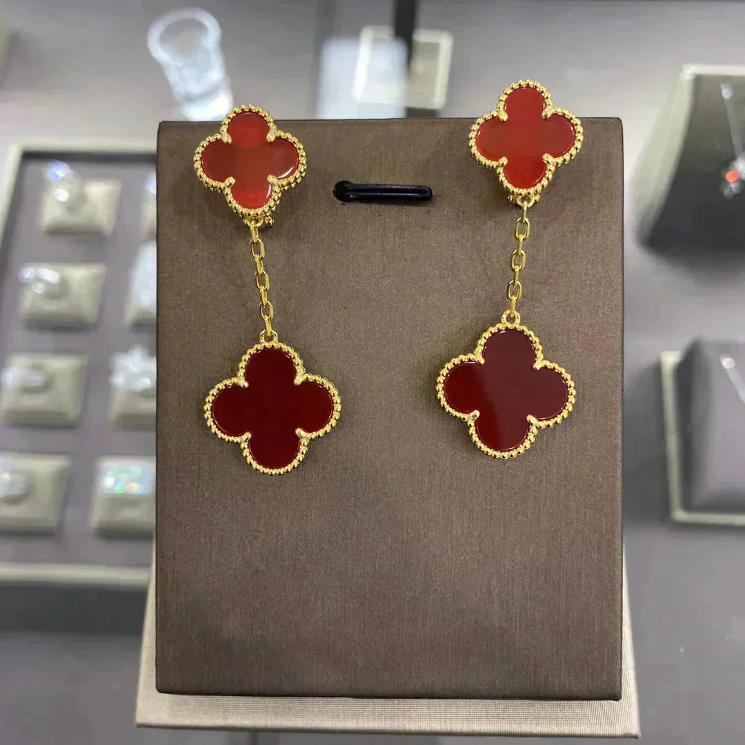 [Revel Jewelry]CLOVER 2 MOTIFS  EARRINGS (MULTIPLE CHOICESC