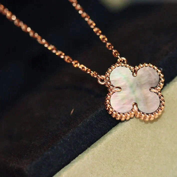 [Revel Jewelry]CLOVER 15MM  GRAY MOTHER OF PEARL NECKLACE