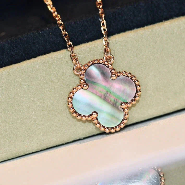 [Revel Jewelry]CLOVER 15MM  GRAY MOTHER OF PEARL NECKLACE
