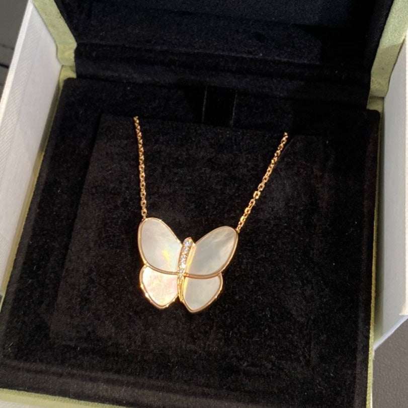 [Revel Jewelry]BUTTERFLY GOLD MOP DIAMOND NECKLACE