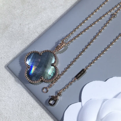 [Revel Jewelry]CLOVER 25MM GOLD DARK MOP BIG CLOVER NECKLACE