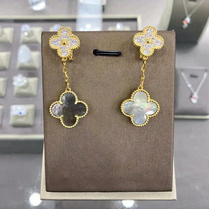 [Revel Jewelry]CLOVER  2 MOTIFS  DIAMOND  EARRINGS (MULTIPLE CHOICESç´