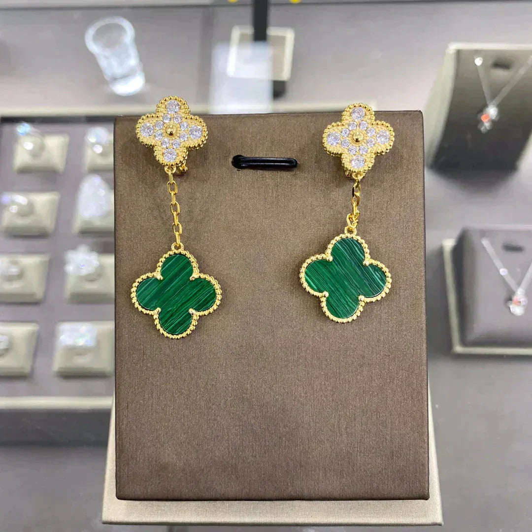 [Revel Jewelry]CLOVER  2 MOTIFS  DIAMOND  EARRINGS (MULTIPLE CHOICESç´