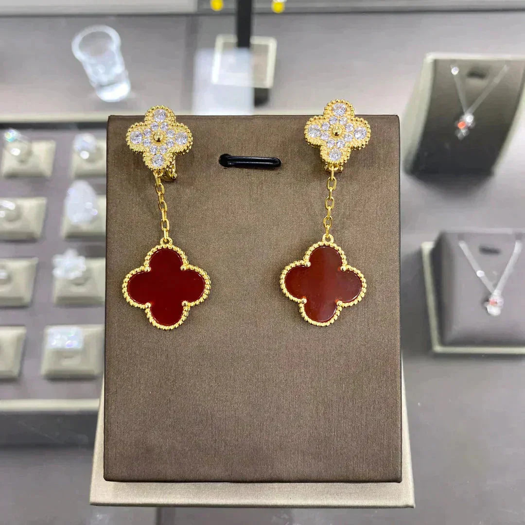 [Revel Jewelry]CLOVER  2 MOTIFS  DIAMOND  EARRINGS (MULTIPLE CHOICESç´