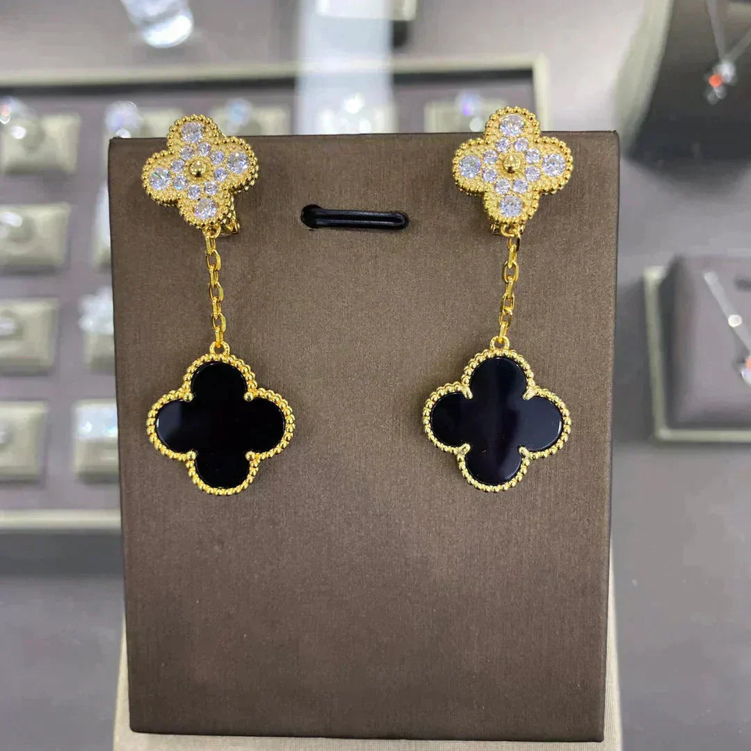 [Revel Jewelry]CLOVER  2 MOTIFS  DIAMOND  EARRINGS (MULTIPLE CHOICESç´
