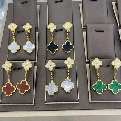 [Revel Jewelry]CLOVER  2 MOTIFS  DIAMOND  EARRINGS (MULTIPLE CHOICESç´