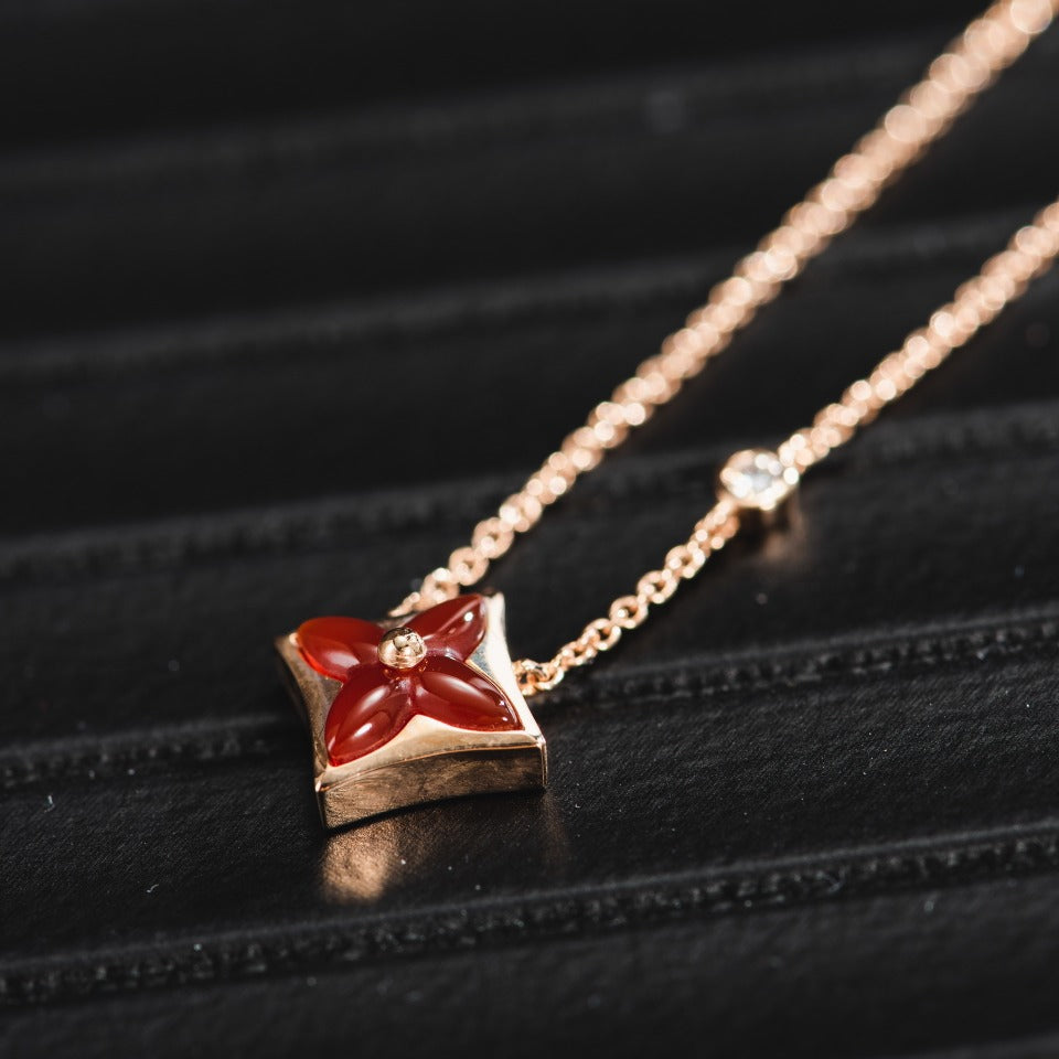 [Revel Jewelry]STAR NECKLACE PINK GOLD 1 DIAMOND
