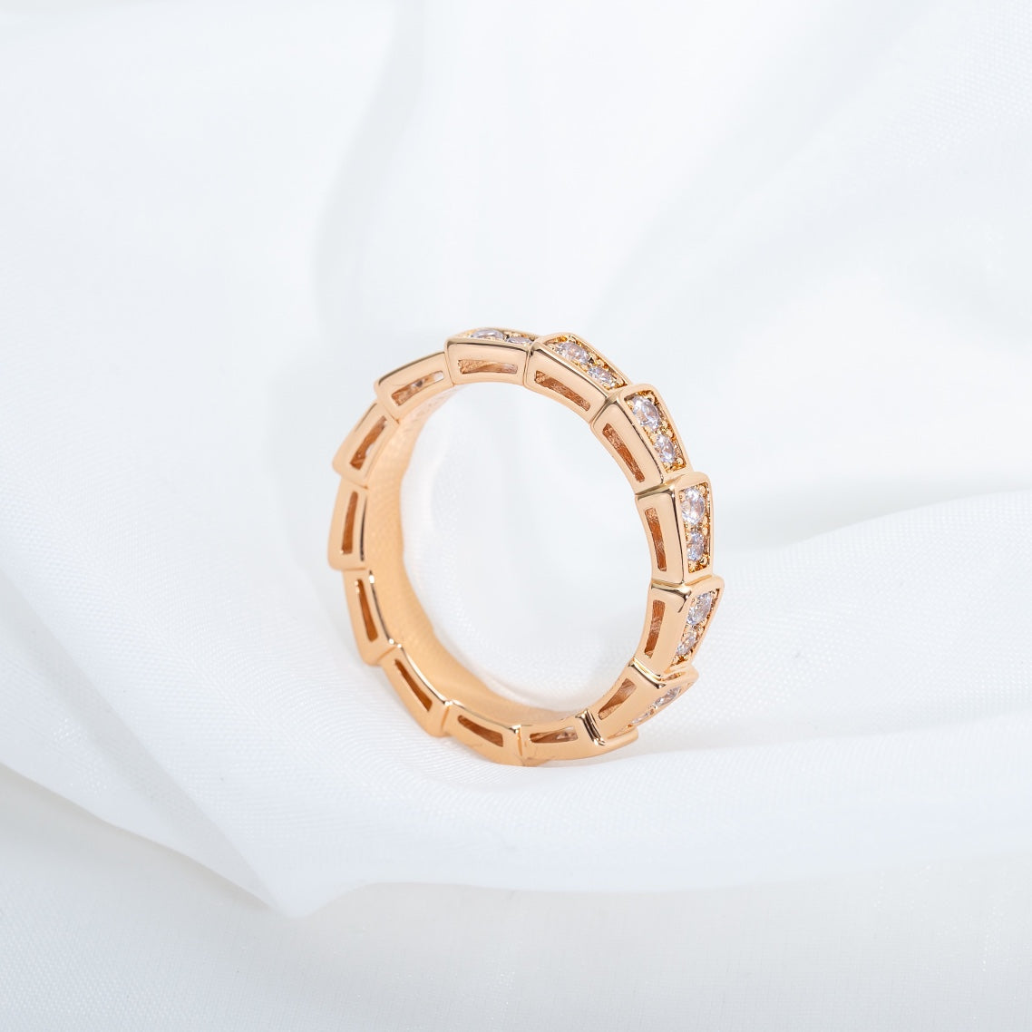 [Revel]SERPENTI RING PINK GOLD DIAMOND PAVED 3MM