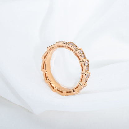 [Revel]SERPENTI RING PINK GOLD DIAMOND PAVED 3MM