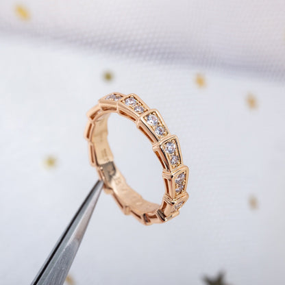 [Revel]SERPENTI RING PINK GOLD DIAMOND PAVED 3MM
