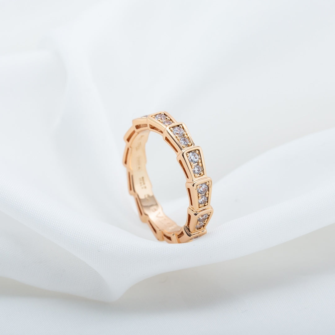 [Revel]SERPENTI RING PINK GOLD DIAMOND PAVED 3MM