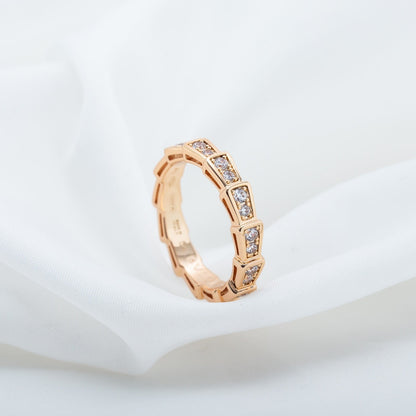 [Revel]SERPENTI RING PINK GOLD DIAMOND PAVED 3MM