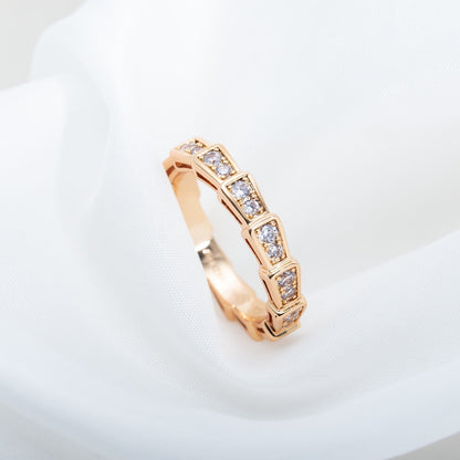 [Revel]SERPENTI RING PINK GOLD DIAMOND PAVED 3MM