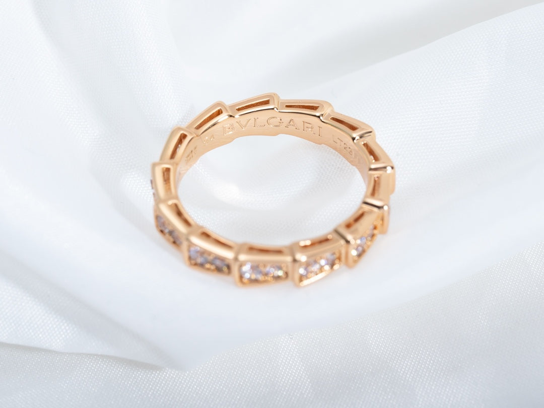 [Revel]SERPENTI RING PINK GOLD DIAMOND PAVED 3MM
