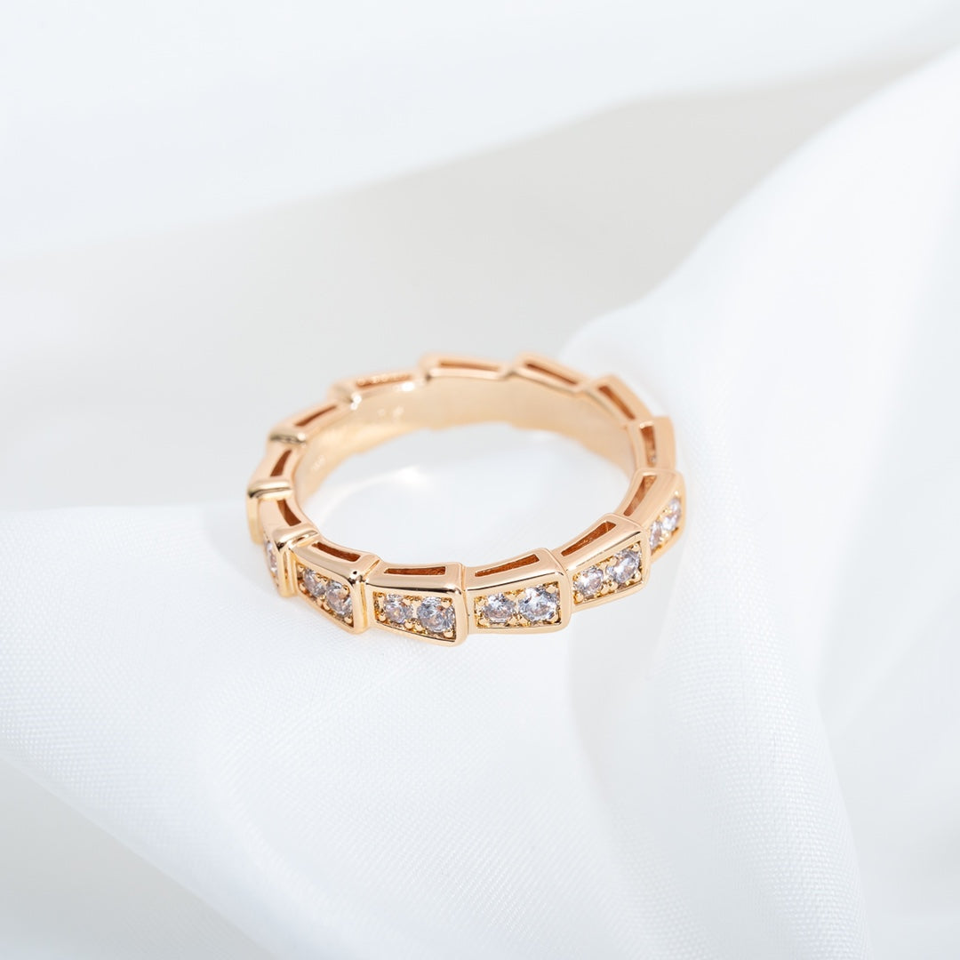 [Revel]SERPENTI RING PINK GOLD DIAMOND PAVED 3MM