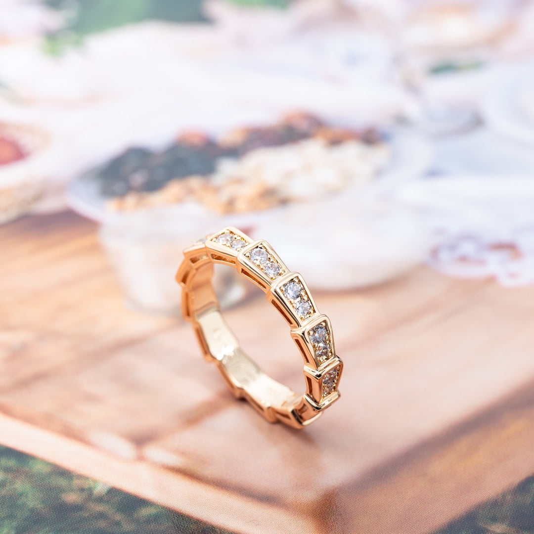[Revel]SERPENTI RING PINK GOLD DIAMOND PAVED 3MM