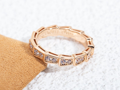 [Revel]SERPENTI RING PINK GOLD DIAMOND PAVED 3MM