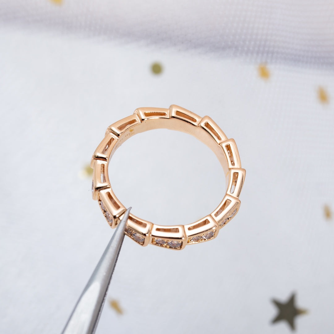[Revel]SERPENTI RING PINK GOLD DIAMOND PAVED 3MM