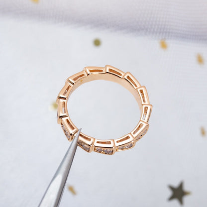 [Revel]SERPENTI RING PINK GOLD DIAMOND PAVED 3MM