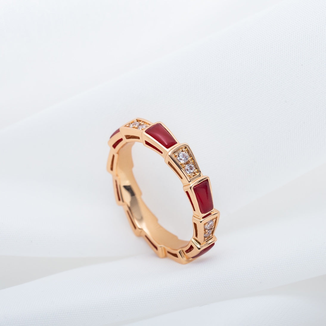 [Revel]SERPENTI RING PINK GOLD CARNELIAN DIAMOND 3MM