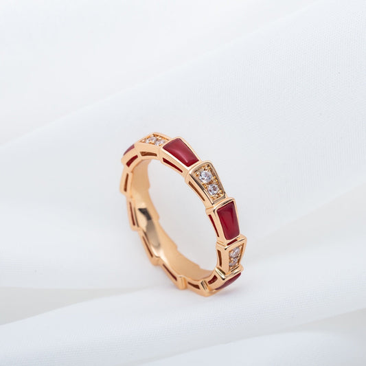 [Revel]SERPENTI RING PINK GOLD CARNELIAN DIAMOND 3MM