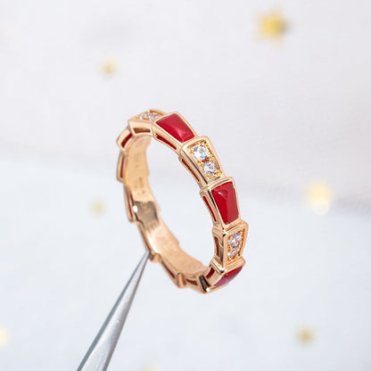 [Revel]SERPENTI RING PINK GOLD CARNELIAN DIAMOND 3MM