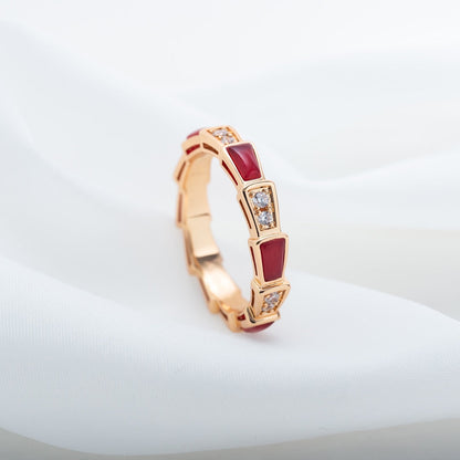 [Revel]SERPENTI RING PINK GOLD CARNELIAN DIAMOND 3MM