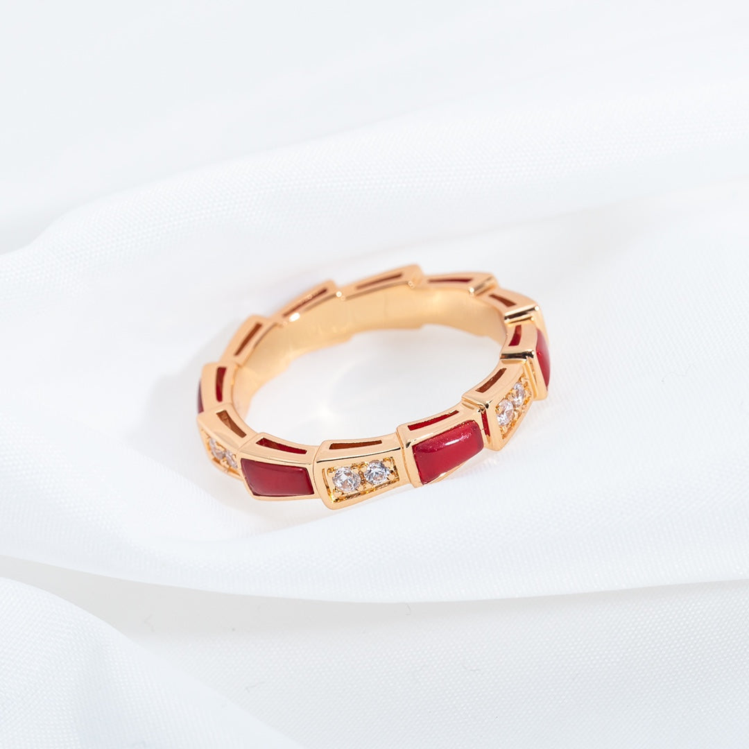 [Revel]SERPENTI RING PINK GOLD CARNELIAN DIAMOND 3MM