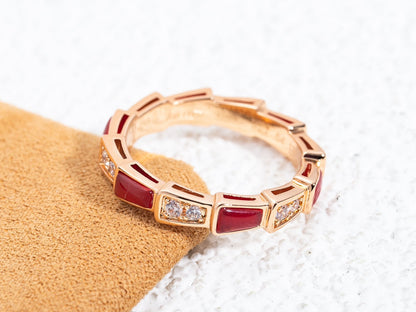 [Revel]SERPENTI RING PINK GOLD CARNELIAN DIAMOND 3MM
