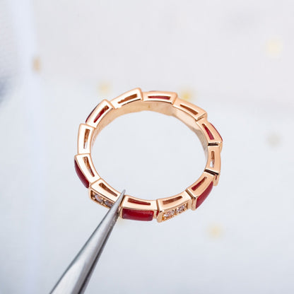 [Revel]SERPENTI RING PINK GOLD CARNELIAN DIAMOND 3MM